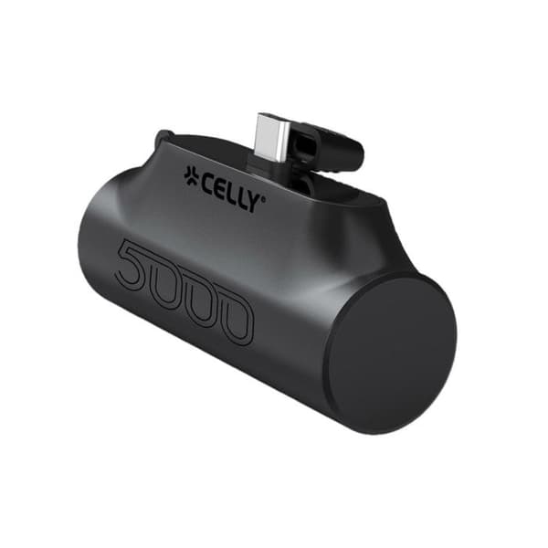 Powerbank - CELLY - PBC5000BK - Sort - 5000 mAh - Batteri Multifarvet