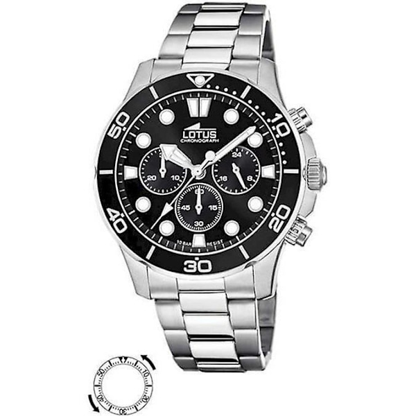 Ur - Lotus - 18756/3 - Stål - Sort skive - Chronograf - 10 ATM Svart