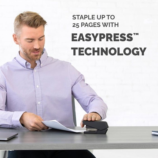Fellowes LX840 Easy Press häftapparat, halvremsa för kontor, mindre ansträngning, mikrobanbelagd, integrerad häftapparat, J-häftare