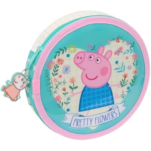 Rund pennaffär - SAFTA - Peppa Pig Vackra Blommor - 18 delar - Lätt att rengöra - För barn 5 till 14 år gamla Rosa