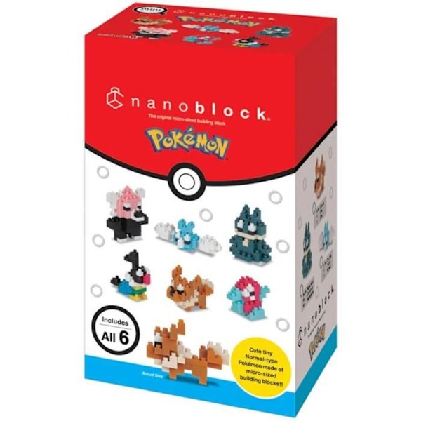 6 hahmon tiilipakkaus - BANDAI - NANOBLOCK - Pokémon Normal-tyyppipaketti