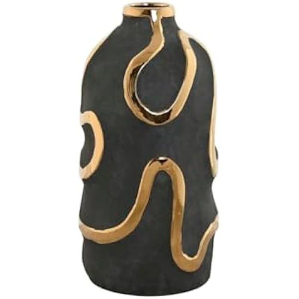 Dekorativ vase - HOME ESPRIT - Moderne abstrakt - Gylden grå - 17 x 17 x 35 cm - Flerfarvet Flerfärgad