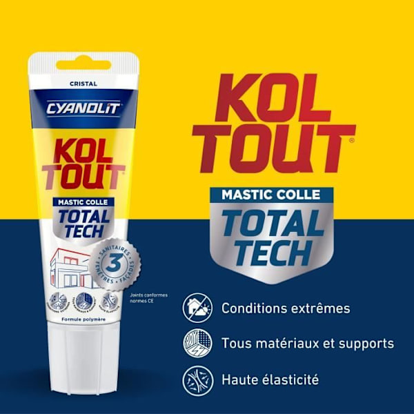 Kiinnitys- ja tiivistysliima - CYANOLIT - Total tech - Kristalli - Putki 125 ml - Kirkas - Monipuolinen ja joustava