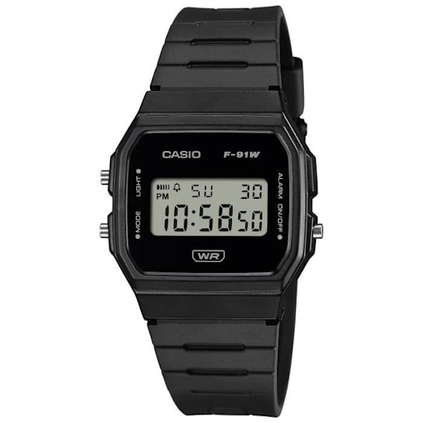 Casio Ur - Unisex - F-91WB-1AEF - Vandtæt 3 Atm - Sort Plastrem Svart