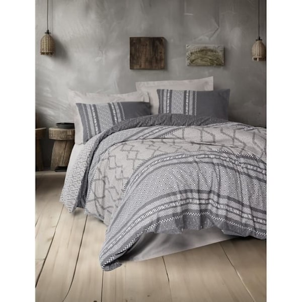 Sengetøj - 1 dynebetræk 220 x 240 cm + 2 pudebetræk 60 x 60 cm - 100% forstærket bomuld - Vison Mink