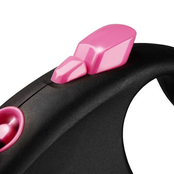 Koiran kela - FLEXI - Musta/Ruusu - Mukava jarrutusjärjestelmä ja kestävä solki Svart/rosa