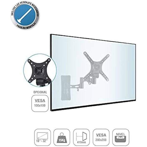 Universal väggfäste för TV - TM ELECTRON - TMSLC273 - 10 till 32 tum - Lutning 5° till 15° - 20 kg max