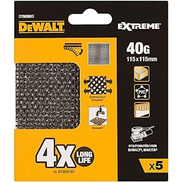Lija de malla - DEWALT - DTM8663-QZ - Grano 40 - Robust og holdbar - 4x længere levetid