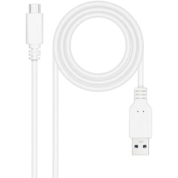 NANOCABLE 10.01.4001-W - USB 3.1-kabel, Gen2 10 Gbps 3A, USB-C han til USB-A han, hvid, 1 m