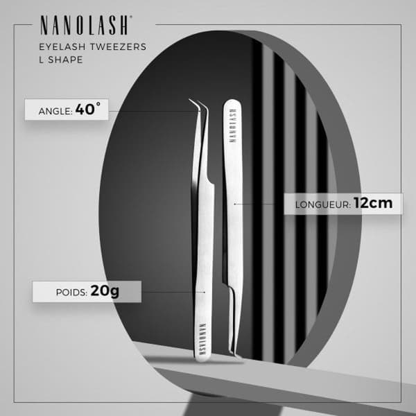 Vippe pincet - Nanolash - L - Professionel - Vippe extensioner - Grå
