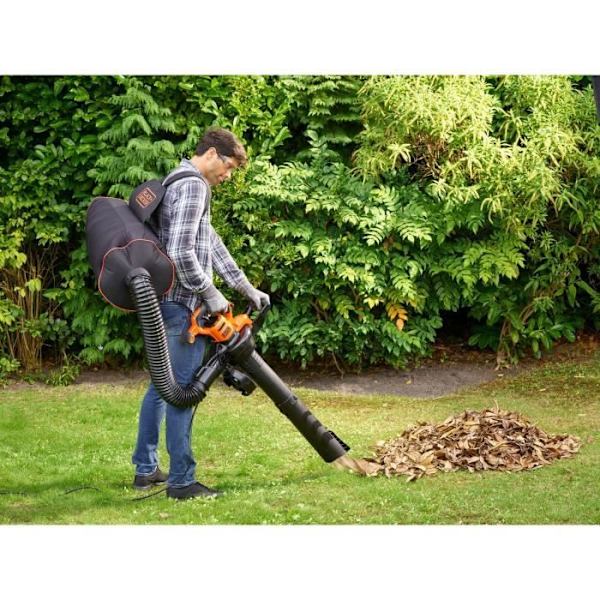 BLACK+DECKER Ledningsbaseret støvsuger, blæser og nedbryder - BEBLV300-QS - 3000 W - 72L pose - Bi-rørsystem Orange, Svart