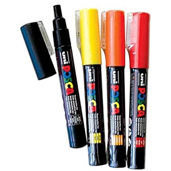 Markörer - UNI-BALL - PC 1M Basic Set - Set om 8 - Fin spets 1 mm - Matt finish - Opak Färg
