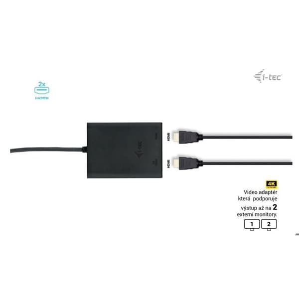 i-tec HDMI USB-C dobbelt videoadapter 4K/60Hz (enkelt 8K/30Hz)