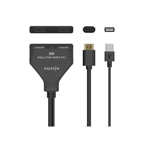 HDMI Splitter 1x2 4K 30 Hz - Aisens - USB Strøm