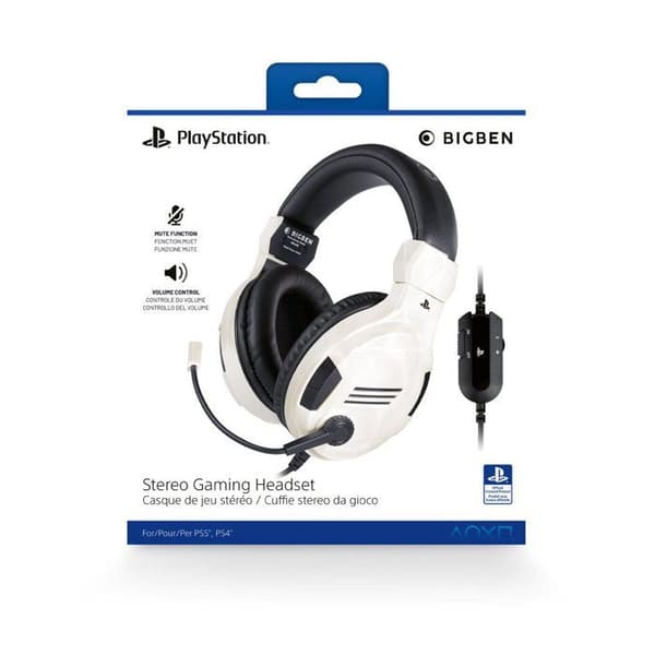 PS4 headset - BIGBEN - V3 White - Wired - Over-ear - Adjustable microphone Hvid