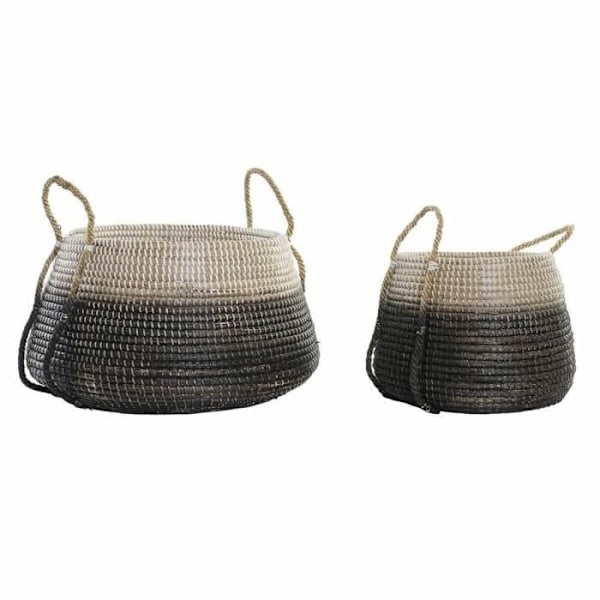 sarja luonnonharmaita meriruohokoreja (52 x 52 x 44 cm) (2 kpl) - Väri: MUSTA