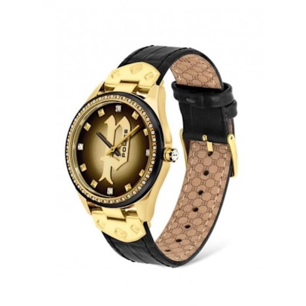 Ur - POLICE - Pongua PL.16029MSGB/02 - Kvarts - Sort Læder - Stålhus 36mm Svart guld
