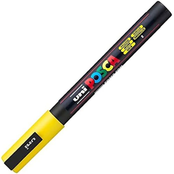 Penna - POSCA - CF6 FICKA FIN GUL - Fin spets - Opak - Vattentålig Gul