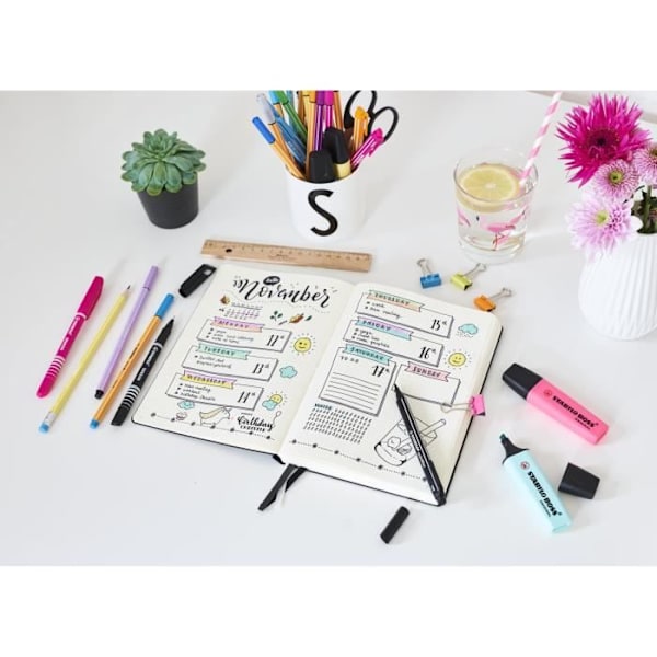 Filtpenne - STABILO - Point 88 - Pose med 15 - 5 Fluo - Fin spids 0,4 mm Blandad