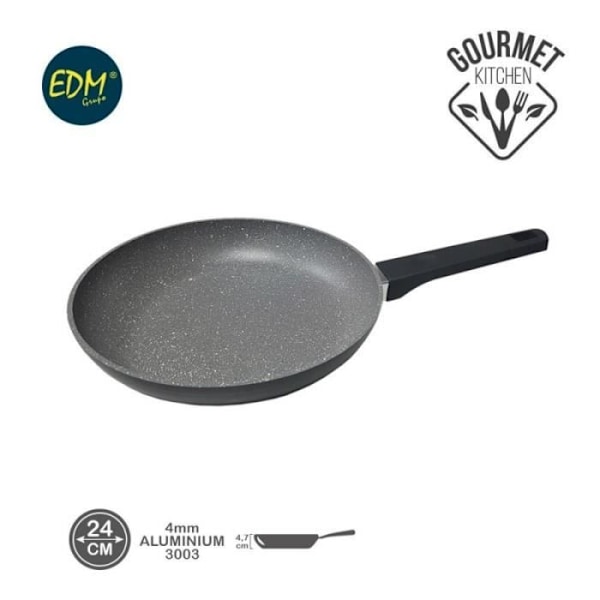 Non-stick pan diam. Professionell EDM-linje 24 cm hög 4,7 cm tjock 4 mm Svart