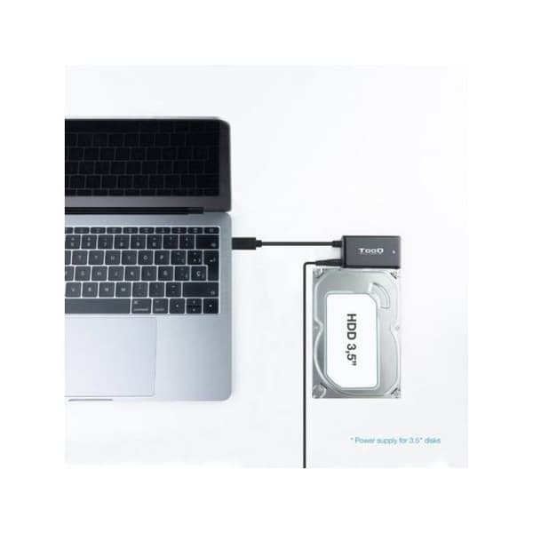 USB-C 3.1 til S-ATA-adapter med strøm TooQ TQHDA-02C sort