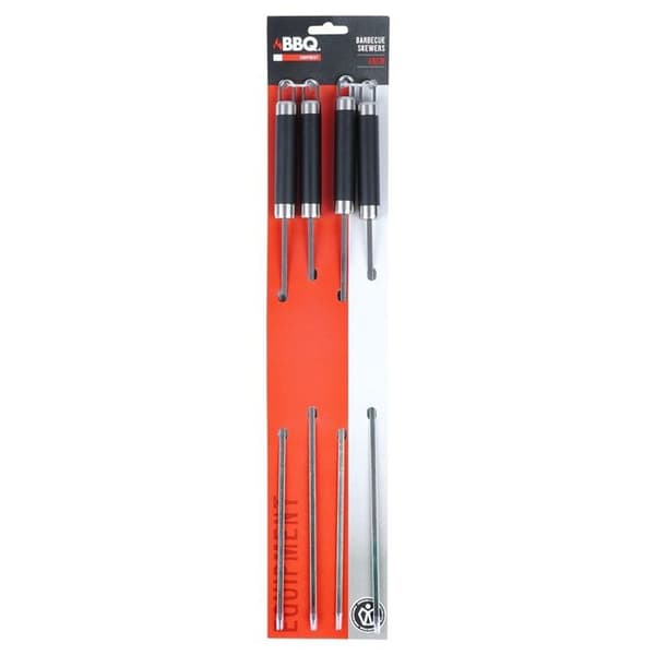 Stålspyd - BBQ - 47 cm - Sæt af 4 - Sølv og sort Silver och svart
