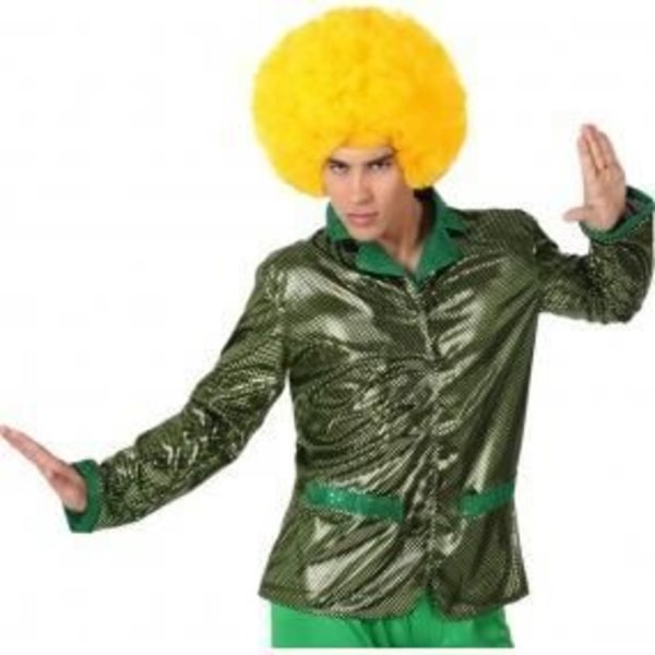 Mænds skinnende grøn discojakke - Polyester - Størrelse XL - Guldkant - Temafest udklædningskostume