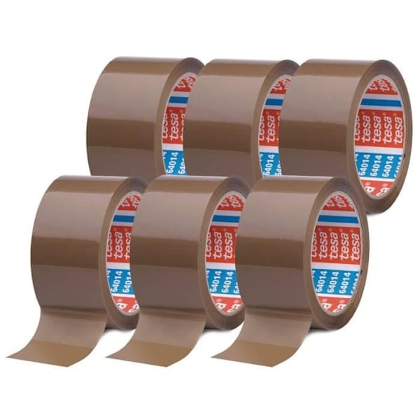 Förpackning med 6 tesaPack PP Tyst tejprullar 50mmx66mm Brun