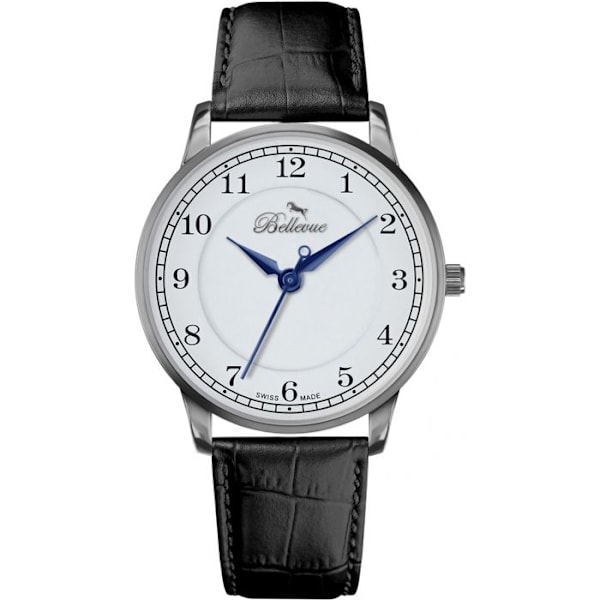 Klocka - Bellevue - C25 - Brunt läder - Vattentålighet 5 ATM - Quartz Swiss Made svart vit