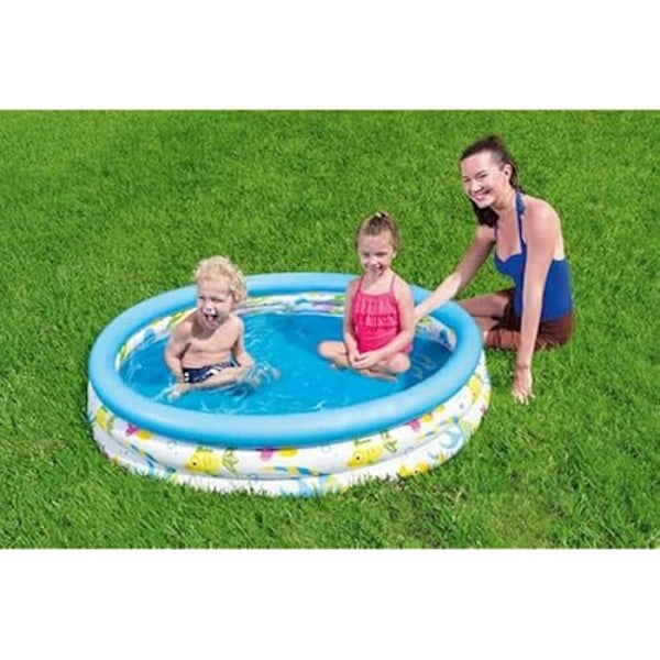Uppblåsbar plaskpool - BESTWAY - Reef Crew™ - 1,22 m x 25 cm - Färgglad design - Stabil struktur Flerfärgad