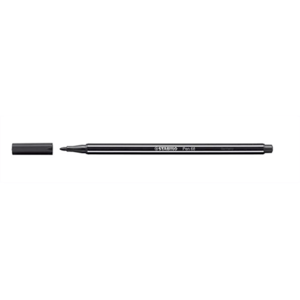 Feutre - STABILO - PEN 68 - Sort - Pakke med 10 - Fin spids 1 mm Svart
