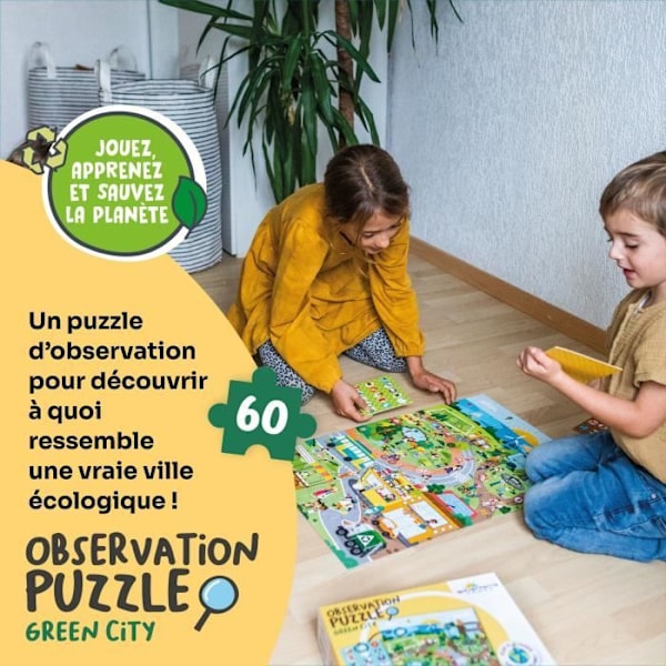 Læringsspil - GEOMAG - Observationspuslespil Grøn By - Økologisk puslespil - Opdagelse af bæredygtige byer - Plakat inkluderet