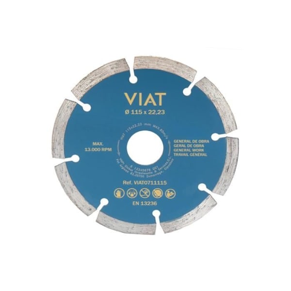 GENERIC - Segmentoitu timanttilevy yleisiin töihin kuivaleikkaukseen. Mitat: Ø115x2x22,23mm Viat0711115 Viat