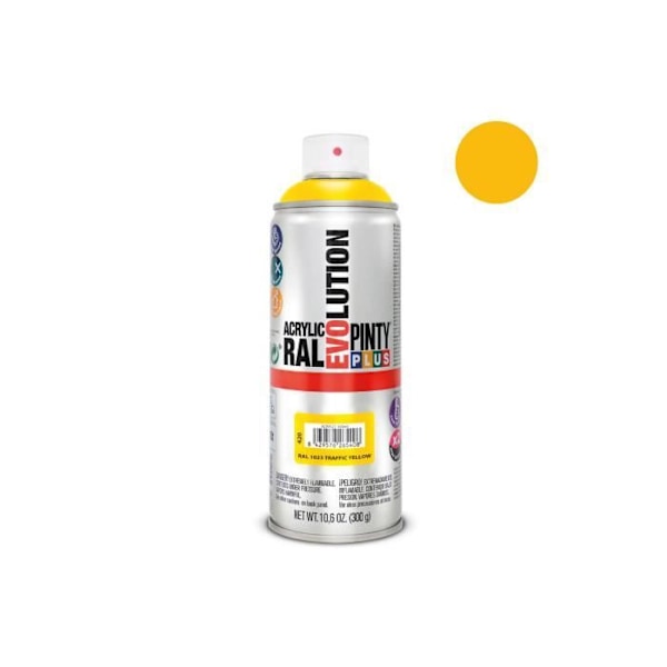 Akrylfärg - GENERIC - Pintyplus Evolution - 520cc - Trafikgul - Snabbtorkande Gul signalering