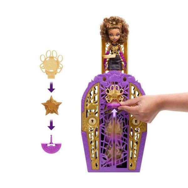Monster High Dukke - MATTEL - Clawdeen Wolf - Skulltimate Secrets - 19 overraskelser - 4 år og op Farverig