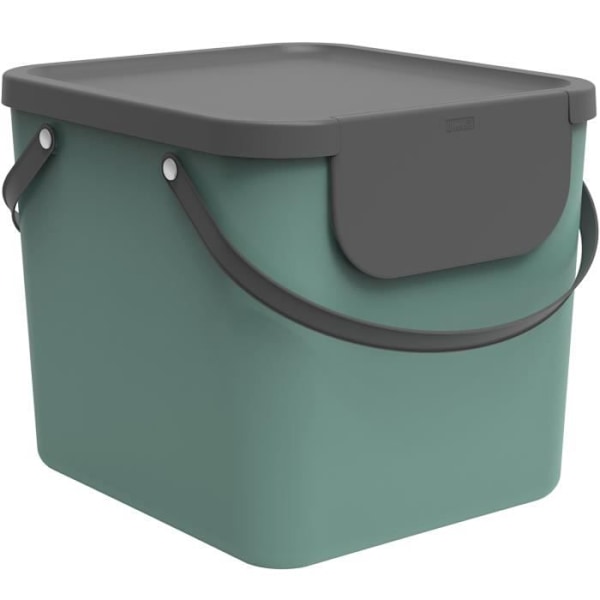 Rotho Albula Affaldsseparationssystem 40l til køkkenet, Plastik (PP) uden BPA, mørkegrøn/antracit, 40l (39,8 x 35,8)
