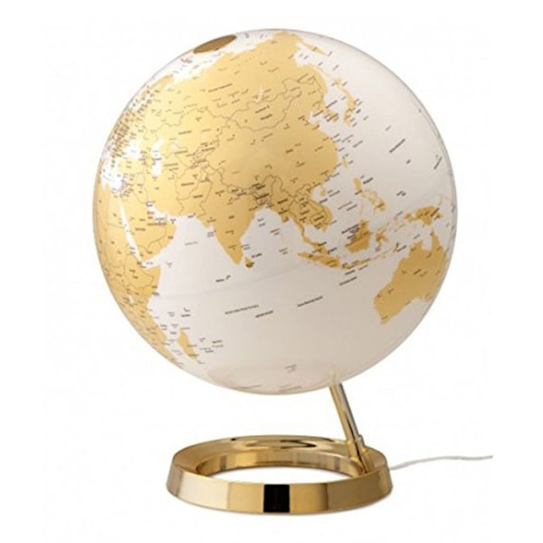 Lysende jordklode - Design - Ø 30 cm - PMMA fod - Guld base - Interiør Vitt guld