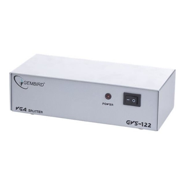 Videodistributør - GEMBIRD - GVS122 - 2 VGA-porte - Ekstern strømadapter - 2 Skærme