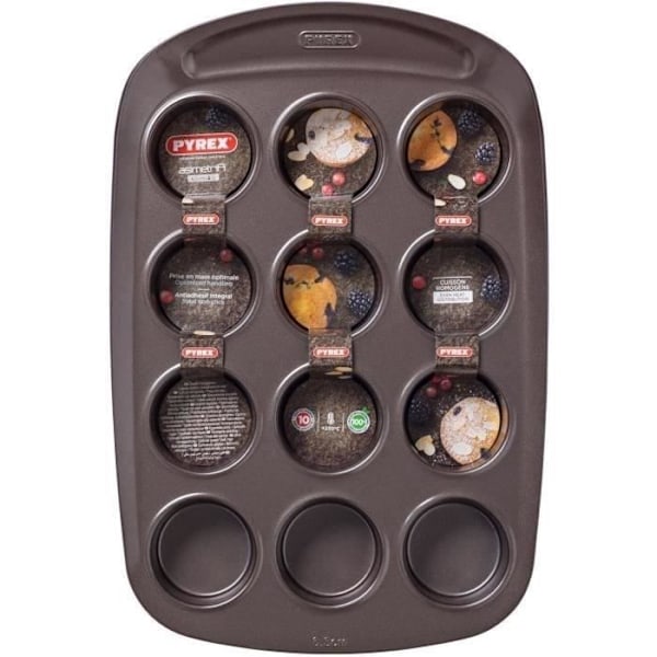 Muffin bageform - PYREX - 1452002 - I kulstofstål - Non-stick - 12 huller