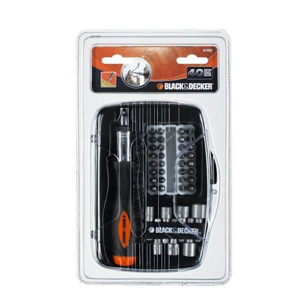 Skraldeskruetrækkersæt med tilbehør (40 styk) BLACK+DECKER - A7062-XJ svart och orange