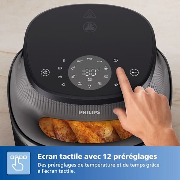 Airfryer - PHILIPS - NA332/00 - 6,2L - 1700W - 12 programmer LED Sort