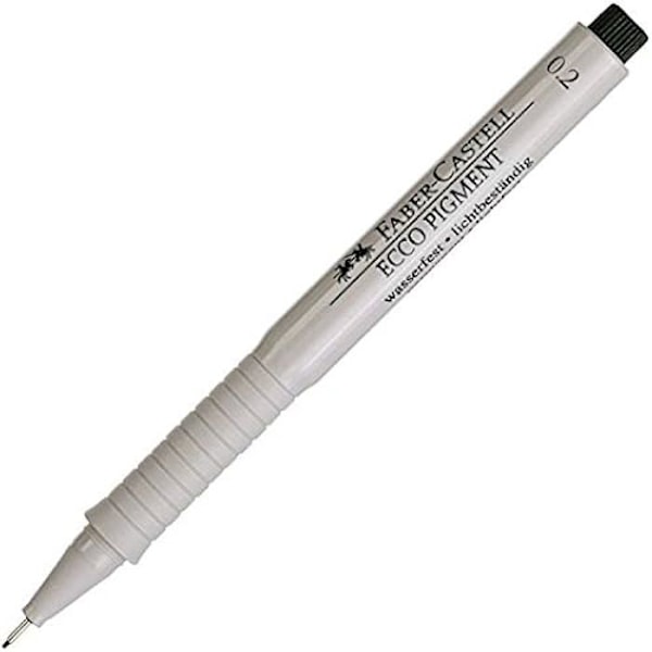Ecco Pigment blækpen 0,2 mm - FABER-CASTELL - Fin spids - Vand- og lysbestandig sort blæk Svart