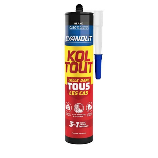 Kiinnitys- ja tiivistysliima - CYANOLIT - Valkoinen - Patruuna 290 ml - Monikäyttöinen - Kestävä ja joustava