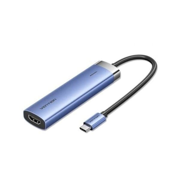 Docking - VENTION - TGESB - 3xUSB 3.0 - HDMI 4K@30Hz - USB-C PD 100W - Aluminium Blå