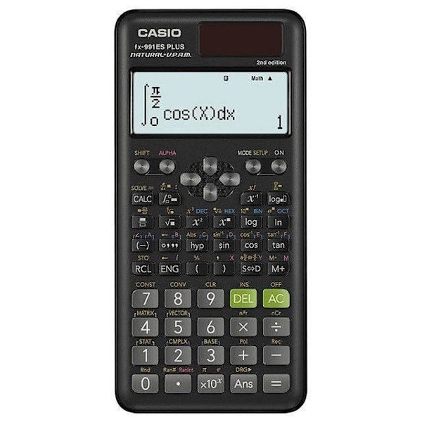 VIDENSKABSLIG KALKULATOR CASIO FX 991ES PLUS 2 SORT MED 12 CIFRENS DISPLAY Sort