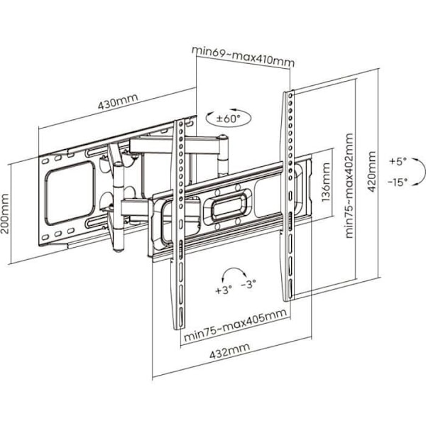 Support til mobil for TV 32" - 70" - Stell - SHO 5610