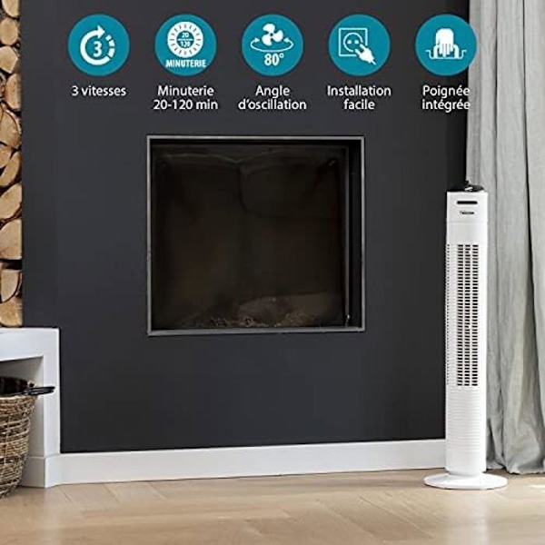 Tristar VE-5806 oscillerende tårnventilator - 3 hastigheder - 80 cm højde - Integreret timer