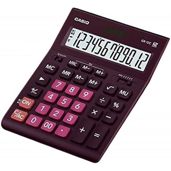 Skrivbordskalkylator - Casio - GR-12C-WR - 12 siffror - lila - batteridriven