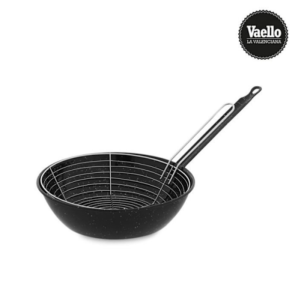 Stegepande - Vaello - 24 cm - Lamineret stål - Anti-syre emalje - Kurv medfølger Svart