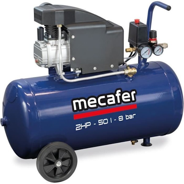 Kompressor - MECAFER - 425794 - Blå - 50 L - 2 HP - 8 Bar Blå